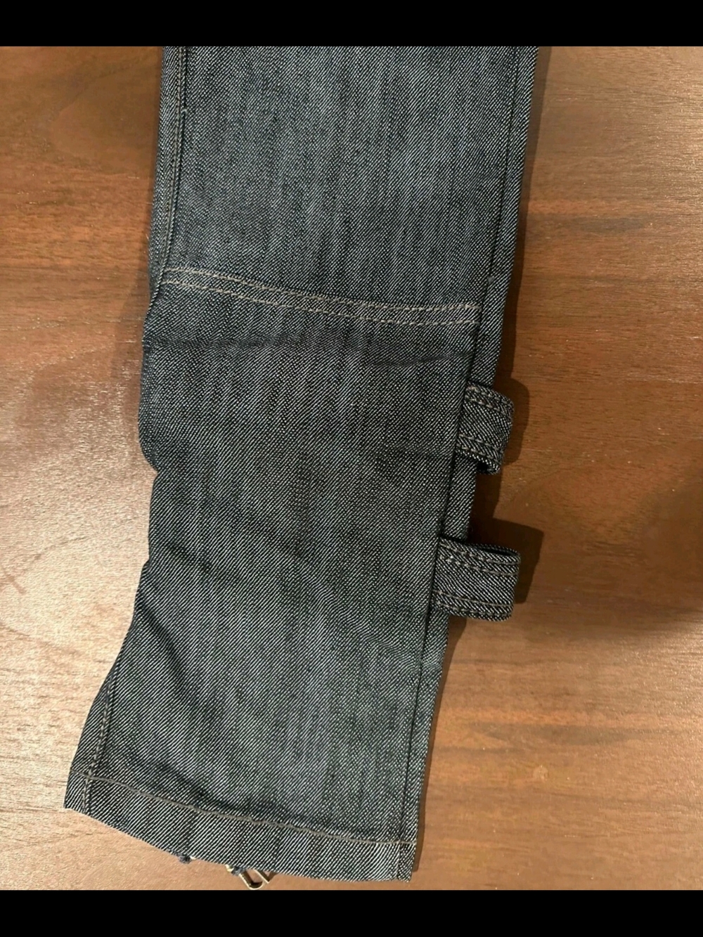 Frankie B. Slate-Style Blue Denim Pants with Silver Zipper Accent - Picture 3 of 7